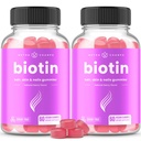 NutraChamps Sugar Free Biotin Gummies 10000mcg [Vysoká potencia] - Zdravé vlasy, koža a nechty pre ženy, Muži a deti - 5000mcg v každej Gummy - Vegan Hair Health Vitamíny Supplement - Malina (2-Pack)