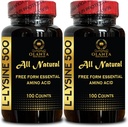 L-LYSINE Aminokyseliny Doplnky - L lyzín Doplnok podporuje energiu, Boosts Imunity, Collagen Support, Amino Acids, non-GMO, Gluten Free - 2 Fľaše 200 Počet