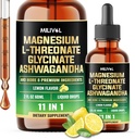 10in1 Magnézium L-ohrozenie Tekuté kvapky s horčíkom Glycinát, Ashwagandha, vitamín D3, C, B6 a 4 Ďalšie zložky - 2 Fl Oz - citrónová príchuť