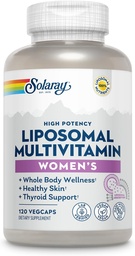 SOLARAY Lipozomálny multivitamín pre ženy, zvýšená absorpcia, vysoká potencia w/Iron, vitamín D, vitamín C, B12, biotín, CoQ10, Immune Support, Bone Health, Vegan, 60 Servings, 120 VegCaps