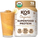 KOS Organic Plant Based Protein Powder, Čokoláda Arašidové maslo - Delicious Vegan Protein Powder - Keto Friendly, Gluten Free, Dairy Free & Soy Free - 15 Servings