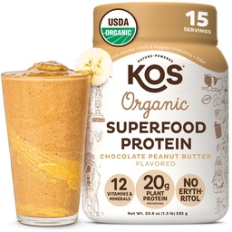 KOS Organic Plant Based Protein Powder, Čokoláda Arašidové maslo - Delicious Vegan Protein Powder - Keto Friendly, Gluten Free, Dairy Free & Soy Free - 15 Servings