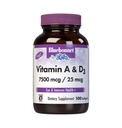 Bluebonnet Nutrition Vitamin A & D3 25 000 IU/1000 IU z hlbokého mora, studenej vody, rybieho oleja - pre zdravie očí a imunitnú funkciu* - bez lepidla - bez mliečnych výrobkov - molekulárne destilované - 100 Softgel/Servings