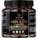 Himalayan Shilajit Kapsule - 100% Pure & Natural 90 Vegan Pills - Gold Grade Wellness, Energy & Vitality Supplement for Men & Women - Grade A Shilajit Bohaté na Fulvicu & kyselinu Humidovú