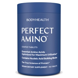 TeloHealth PerfectAmino (150 ct) Ľahko prehltnúť tablety, Essential Amino Acides Supplement with BCAAs, Vegan Protein for Pre / Post Cvičenie a svalové zotavenie s Lyzín, Tryptophan, Leucín, Metionín