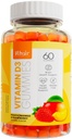 Khair Halal Vitamín D3 Gumičky na podporu kostí a svalov - non-GMO, lepidlo a želatína zadarmo, vegetarián, Halal-Certifikovaný, Prírodné mango, broskyňové a jahodové príchute - 60 Gummies