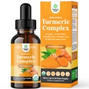Organic Turmeric Liquid Drops for Adults - Turmeric Curcumin with Black Pepper, Cinnamon & Ginger Extract Liquid for Joint Pain, Mobility & Inflamation - Curcumin Drops for Immune Support - 2 Fl Oz