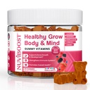 Zdravý rast výška rastu Gumies bohaté na vápnik, vitamíny C, D3, K2, L-arginín, Ashwagandha, a ďalšie, Boost Bone Health & Imunity, Multivitamín, pre deti 5+, dospievajúci a dospelí.