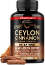 Ceylon Škorica Kapsule - Extra sila - Energetické Srdce a metabolizmus Podpora pre mužov a ženy - Čistá prírodná škorica 20:1 Extrakt Supplement - GMO & Gluten Free - Made in USA - 60 Kapsule 2 Mesiac