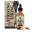 Striking Viking Beard Rastový olej - 2 fl oz, Balenie 1, Vanilka - Hrúbka medvedí olej s Jojoba & Argan extrakty - Podporuje rast vlasov tváre a ciele Patchy oblasti - Biotin opevnený