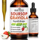 Soursop Graviola Liquid Drops for Cell Support & Regeneration, Immune Boost, Relax, Pečeň a spánok, Soursop Bitters Liquid, Sugar/Gluten Free, Natural Jahody Flavor - 2 Fl Oz (60ml) Fľaša