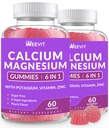Bezcukrové kalcium Gumičky w/vitamín D3 K2, kalcium Magnézium zinok Gummy pre kosti, svalovinu a imunitný systém, Algae CA Magnézium 2:1 Pomer vápnika Supplement pre ženy a mužov - Vegan
