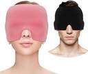 Migréna Bolesť hlavy Relief Cap, gél chladenie očná maska, Migréna Relief Cap Hot & Cold Therapy Hat Maska bez zápachu Migréna Bolesť hlavy Hat pre Sinus, Puffy Eyes, Napätie, Stres Relief - Ružová