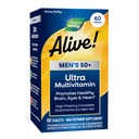 Príroda žije! Muži 50+ Denné Ultra Multivitamín, High Potency Formula, Podporuje zdravý mozog, oči a srdce*, s Metylated B12, Gluten-free, 60 tabliet (Backaging May Vary)
