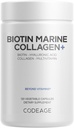 Codeage Biotin Marine Collagen Peptides - Wild-Caught Marine Collagen Types I & III, Biotin, Vitamíny C & E, Kyselina hyalurónová, aminokyseliny, ovocie a bylinky Blend, non-GMO - 120 Kapsule