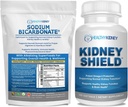 Organické bikarbonátové Alkalické doplnky Bundle: 2LB prášok pre alkalickosť, Acid Neutralizér a podpora obličiek + 120 Caps Obličkový štít pre zdravie obličiek, očistiť & Omega 3 Podpora