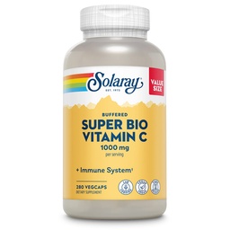 Solaray Super Bio Pufrovaný vitamín C 1000mg, Two-Stage, Timed Release Vitamín C s bioflavonoidy, Imunitná podpora doplnok - vysoká absorpcia, Vegan, 60 dní záruka, 180 Servings, 360 VegCaps 140