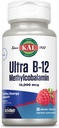 KAL Ultra B12 Metylkobalamín 10 000 μg, vysoká potencie vitamín B-12 pre zdravú energiu, metabolizmus, Nerve, podpora červených krviniek, * Prírodné malinová príchuť, vegetariánska, 30 Micro tablety, 30 porcií