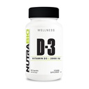 NutraBio vitamín D (2000 IU), Imunitná podpora - 90 Rastlinné kapsuly