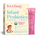 LOVEBUG Infant Probiotiká 0-6 mesiacov - USDA Organic Probiotiká pre deti, podporuje Baby Gas, Colic, Diarea a Newborn Zápcha Relief, Allergen & Sugar Free, Vkusný prášok, 30 Balenie