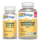 SOLARAY Vitamín D3 K2 a glycinát horečnatý - Bone Health Bundle - Calcium Absorbtion, Nerve, Heart and Immune Support w/ 5000 IU Vitamín D, 350 mg Ambulantný horčík, 60-dňová záruka, 60ct/120ct