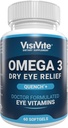 Omega 3 Suché očné doplnky s EPA a DHA - VisiVite suché očné Relief Quench+ Očné vitamíny pre suché oči s Omega 3 Supplement - Suché Očné vitamíny Vyrobené s Omega 3 Rybí olej - 60 Softgels.
