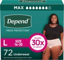 Depend Fresh Protection Adult Diapers, Incontinence & Postpartum Bladder Leak Spodky pre ženy, Jednorazové, Maximum, Veľký, Blush, 72 Počet (2 balenia po 36), Balenie Máj Vary