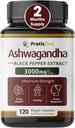 Ashwagandha Kapsule 3,000 mg - 120 Vegan Cap Vyrobené s organickým Ashwagandha prášok a koreňový extrakt. Gluten Free. Made in USA