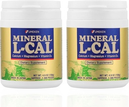 Minerálne L-Cal Vápnik s vitamínom D3, 4 mesiace napájanie, voda Rozpustná guľa Formát s horčíkom a minerálmi, Rýchle Absorbovanie horčík D3 doplnok, 1,300 guličiek na fľašu, 130g Každý, Balenie 2