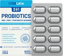 Probiotiká 3 v 1 - Prebiotiká + probiotiká + Postbiotiká Všetci v jednom! Dusík vyčistený, individuálne balený v dvojvrstvovom blistri pre čerstvosť - 60 Veg caps od CGM Labs