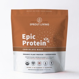 Sprout Living Epic Protein, Plant Based Protein & Superfoods Powder, Chocolate Maca Powder 