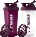 Utópia Domáce Proteín Shaker fľaša - (Pack of 2) 28-Ounce Shaker fľaša Protein Mixs - Fitness Sports Classic Protein Mixer fľaša Shaker (Plum & Clear/Plum)
