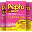 Pepto Bismol Žuvacie tablety na nevoľnosť, pálenie záhy, poruchy trávenia, žalúdočné ťažkosti a úľavu od hnačky, pôvodná chuť, 90 celkom (3 balenia po 30)