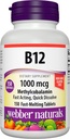 Webber Naturals Vitamín B12 1000 μg, 150 g, rýchle rozpustené tablety, vitamínové doplnky pre energetický metabolizmus, imunitné a srdcové zdravie, vegetariánska formula, 150 dní dodávky