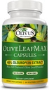 OliveLeafMAX Olive Leaf Extract (40% Oleuroepin) + Organic Olive Leaf Powder + No Fillers + 60 Vegetariánske kapsule + Zdroj zo Španielska a vyrobené v USA v GMP Facility