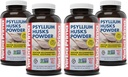Yerba Prima Psyllium Husks Powder - 12 oz (Pack of 4) - Natural Fiber Supplement - Colon Cleans - Gut Health - Vegan, Non-GMO, Gluten-Free (Nová značka - Balenie Máj Vary)