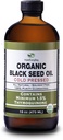 Organický čierny olej zo semien - USDA Certified Cold Pressed Glass Bottle Over 1,5% Thymochinón 3X sila turecký čierny rasca Nigella Sativa non-GMO 100% Pure Blackseed Oil (32oz Glass (2X16) Fľaša)