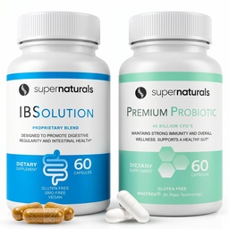 IBSolution Gut Health Bundle - All Natural Gut Health Support & Premium Probiotics w/ 40 Milión CFU na podporu nepravidelných bowelov, Bloating, Zápcha, Plyn, Bolesť brucha - 2 balenia (120 Caps)