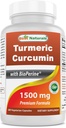 Najlepšie prírodné Turmeric Curcumin 1500mg/Serving s Bioperine - 180Veggie Kapsule