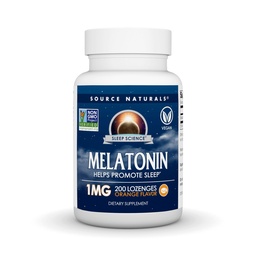 Zdroj Naturals Melatonin, pomáha podporovať spánok* - 1 mg - 200 Orange Ochutené Lozenges