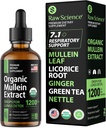 Organické Mullein kvapky pre pľúca - Respiračná podpora a muku úľava - Lung Detox pre fajčiarov: Mullein Leaf Extract, Licorice, Ginger, Oregano & Nettle Leaf, Tymine - Lung Cleanse Herbal Extract, 2oz