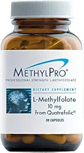 MethylPro L Metylfolate 10 mg (z Quatrefolic) - Professional Strength L-metylfolate Supplement for Brain and Mood Support - MTHFR Supplement (30 kapsúl)