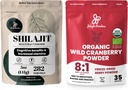 Jungle Powders Ultimate Vitality Bundle: 5oz Shilajit Powder & 5oz Organic Wild Cranberry Powder - Energy, Immune Support, Superfood Extracts for Peaking, Smoothies, USDA Certified