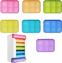 7 Piece Set pilulky Organizátor 6 Časy denne, Týždenné pilulky prípad, Organizátor pilulky s etiketami, Cestovné pilulky dávkovač 7 deň so 42 kopartmentmi pre lieky / Vitamin / Fish olej / Doplnky - Farby dúhy