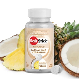 SaltStick Electrolyte FastChews - 60 Kokosových ananásových chutí Elektrolytov - Soľné tablety pre beh a hydratáciu, Electrolyte Chews - 60 grófov