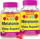 WellYeah Deti Melatonínové Gummy 1 mg (2 balenia) - Drug-free sleep aid Gummy doplnok, podpora spánku pre deti - bez lepku, želatína, Non GMO, Vegetarián - Natural Sourced Flavor - 60 Gummy
