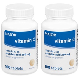 MAJOR vitamín C 250 mg tablety kyseliny askorbovej, 100 CT - balenie po 2