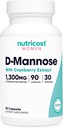 Nutricost D- Mannose s Cranberry extraktom pre ženy 1300mg 90 Kapsule