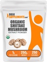 BulkSupplements.com Organic Shiitake Mushrom Extract Powder - Organic Shiitake Mushrom Powder Supplement, Immune Support - Vegan & Gluten Free, 1g per Serving, 250g (8,8 oz) (Pack of 1)