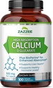 Zazzee High Absorbtion Calcium D-Glucarate, 500 mg per Capsule, 3 mg BioPrine for Enhanced Absorbtion, 100 Vegan Capsules, Plus brokolica 10:1 Extract, 100% Vegetarian, CDG, All-Natural and Non-GMO